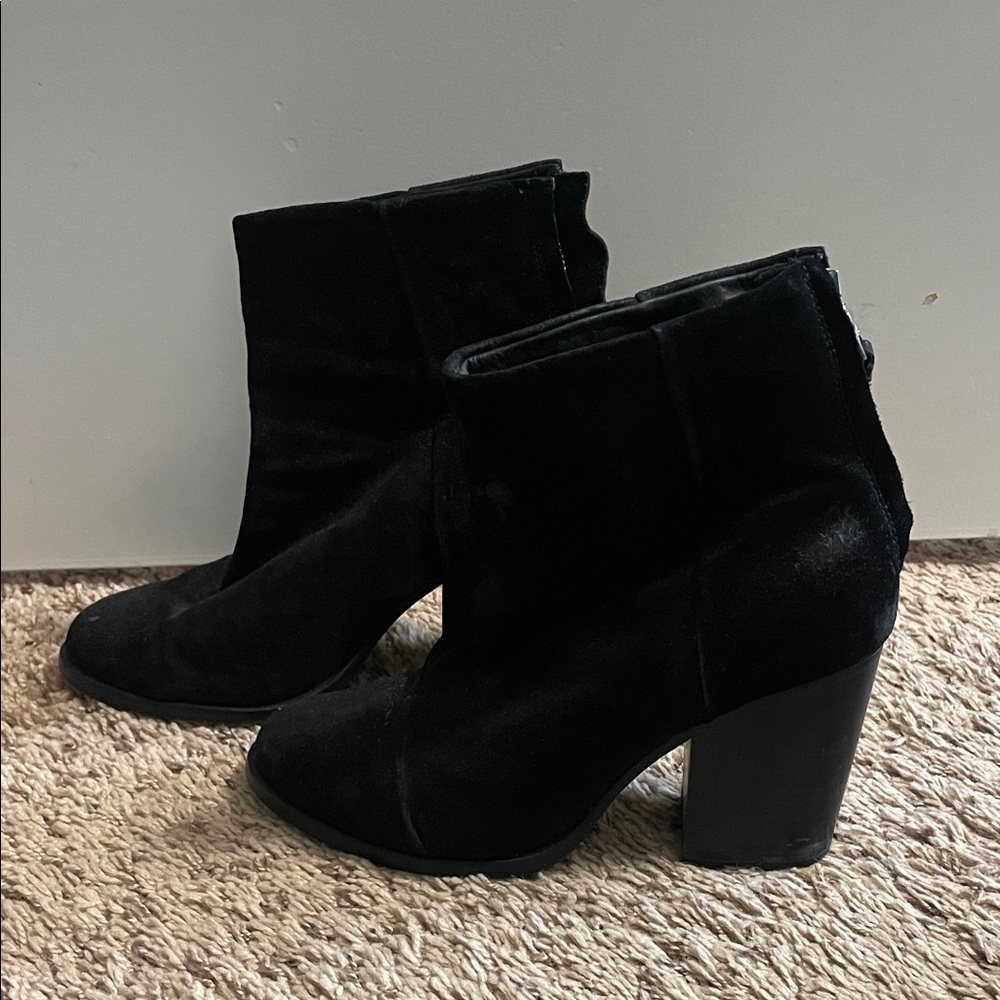 rag & bone Black Suede Block Heel Ankle Boots